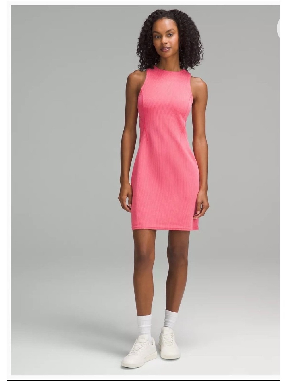 NWT Lululemon Pink Ribbed Softstreme ™ Slim-Fit Tank Dress